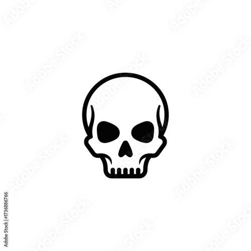 A minimalist vector skull icon designed in a flat style