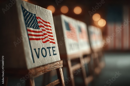 Vote signs and chairs ready for election