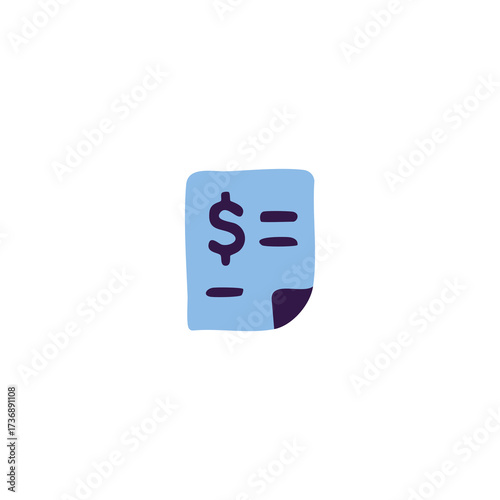 Light blue receipt with dollar sign and a torn corner