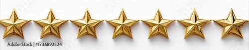 Gold stars arranged in a horizontal line on a white background