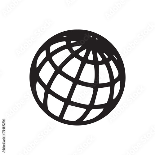 Abstract Globe Grid Illustration on White Background - Conceptual World Network Design