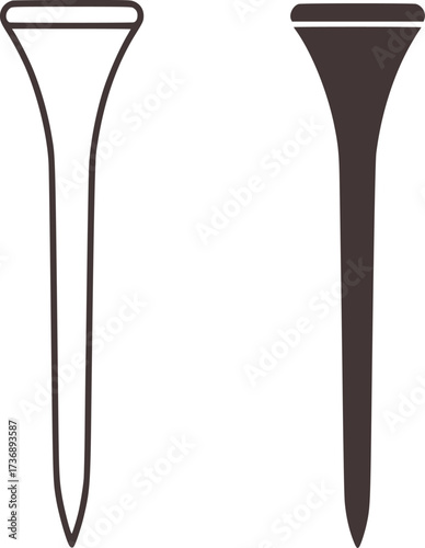 Golf tee outline and solid fill sport equipment
