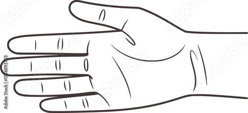 Open palm reaching forward with fingers extended hand