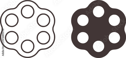Revolver cylinder outline and solid fill gun part graphic