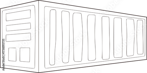 Shipping container outline perspective view cargo container logistics
