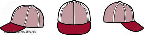 Three baseball caps in different views headwear accessory