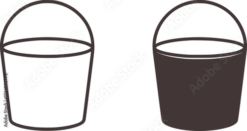 Two buckets one outlined one filled container graphic