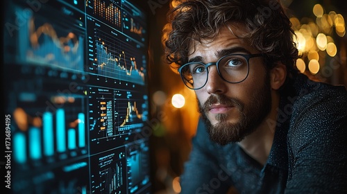 Entrepreneur Pitching Blue Ocean Strategy With Visual Assets and Benchmarking Analysis Digital Screen