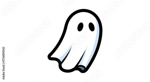 cartoon ghost with big eyes and bold outline floating a spooky halloween illustration for seasonal designs and playful ghostly presentations