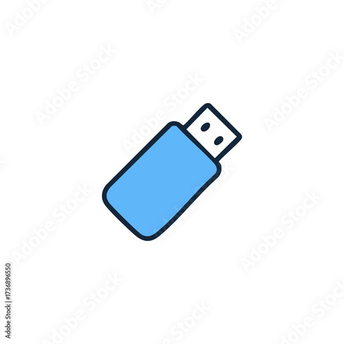 Blue USB flash drive with dark outline