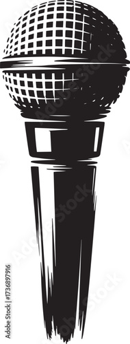 Abstract grunge microphone outline with brush stroke effects for vocal recordings