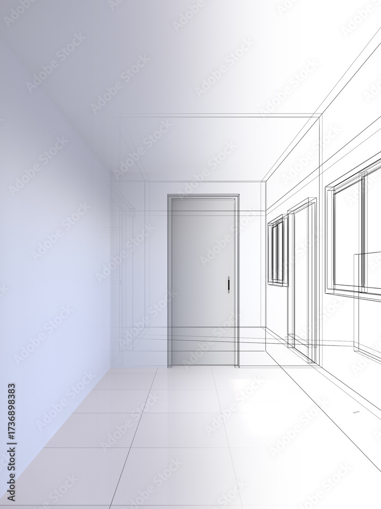 Obraz premium modern empty hall interior design, 3d rendering