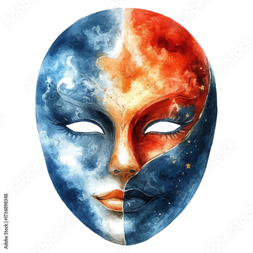 watercolor of Carnival Mask, vector, isolated on a white background.
