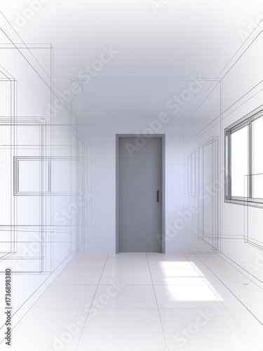 modern empty hall  interior design, 3d rendering