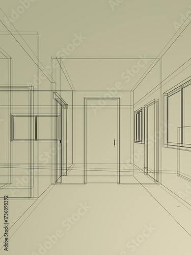 modern empty hall  interior design, 3d rendering
