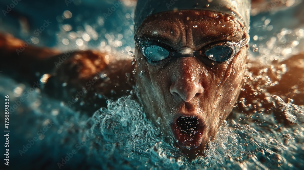 Fototapeta premium Close-up of a Swimmer in Action