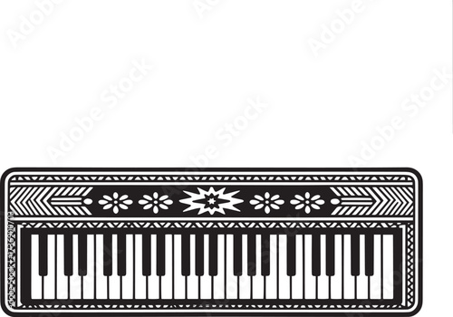 Stylized piano keyboard instrument black silhouette vector graphic on transparent background