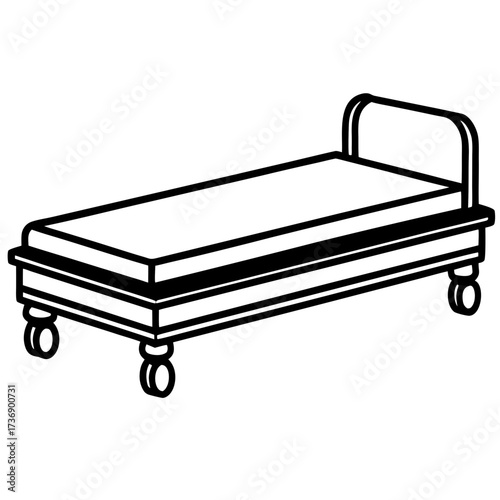 Simple Line Art Trundle Bed Illustration Vector