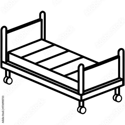 Simple Line Art Trundle Bed Illustration Vector