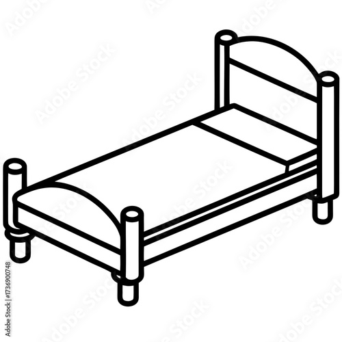 Simple Line Art Trundle Bed Illustration Vector