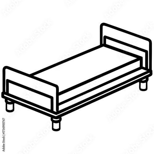 Simple Line Art Trundle Bed Illustration Vector