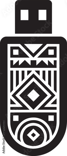 USB flash drive storage device symbol black icon with geometric pattern data connection