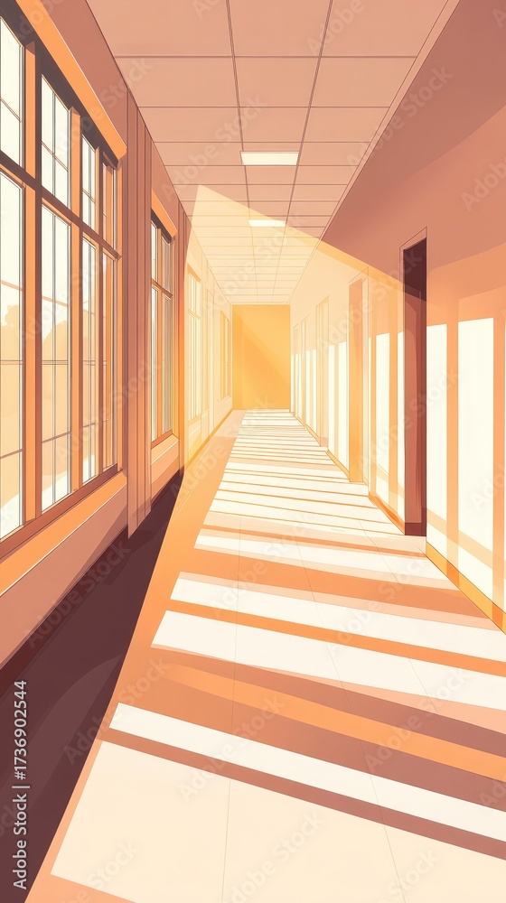 Obraz premium A hallway with a window on the left side