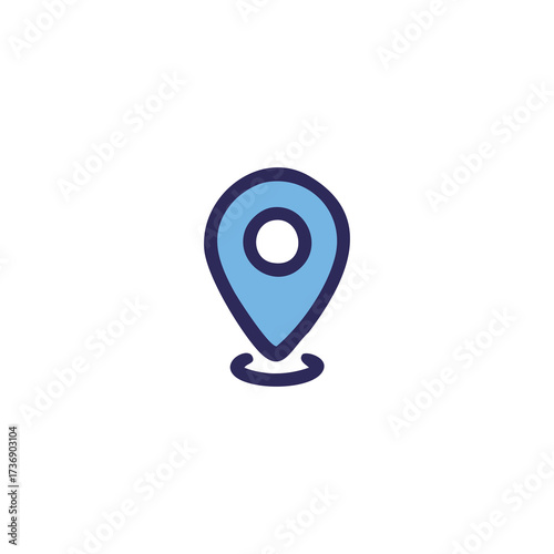 Blue map pointer, teardrop shape, circle detail