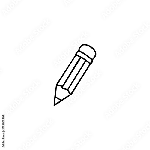 Line drawing of sharpened pencil with eraser