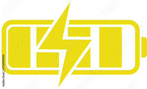 Yellow Battery Charging Icon with Lightning Bolt