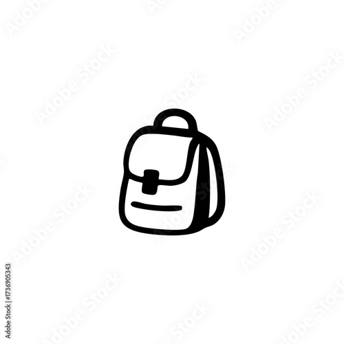 Cartoon backpack with strap and flap closure.