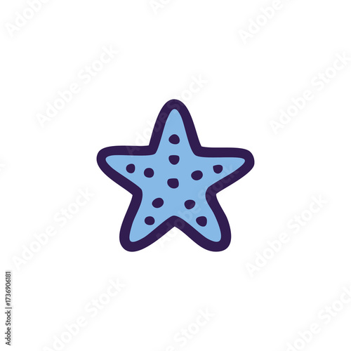 Cartoon starfish, periwinkle with dark navy accents