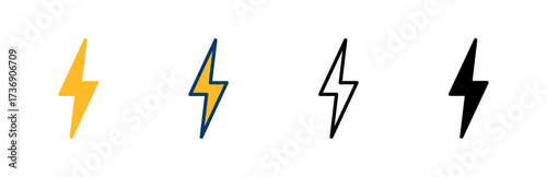 Lightning icon vector isolated on white background. Bolt icon vector. Energy and thunder electric icon