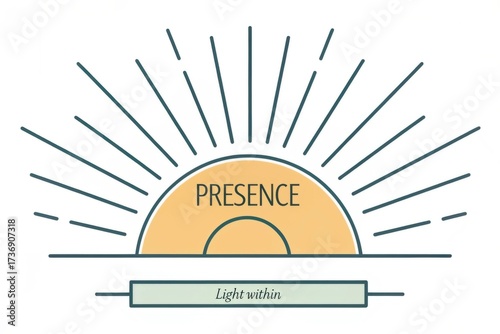 Minimal sun icon with rays representing presence and light