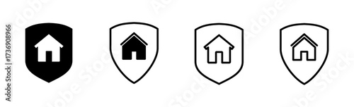 Home insurance icon set. home protection icon