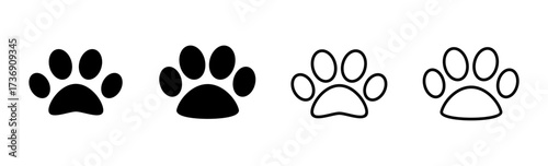 Paw icon set. paw print icon vector. dog or cat paw