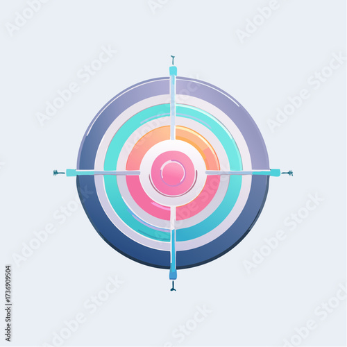 Abstract Target Illustration with Circular Rings and Crosshairs on Light Background