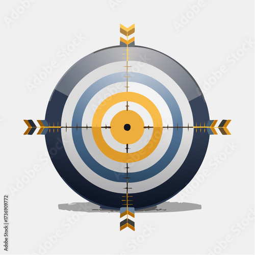 Circular Target with Concentric Rings of Blue and Yellow for Accuracy Practice on White