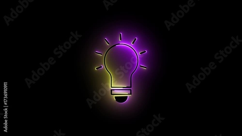 Wallpaper Mural Dual-tone neon light bulb icon with purple and yellow glow on black background idea innovation Torontodigital.ca