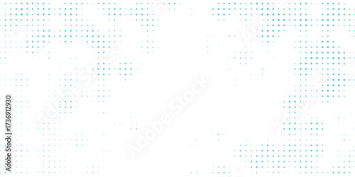 Bright abstract halftone background with cyan blue gradient dots on white, creating a modern, minimal, and futuristic design perfect for digital and creative use.