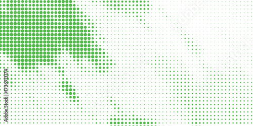 Abstract halftone dot pattern in green gradient forming a modern textured background. Perfect for technology, digital art, and abstract design projects.