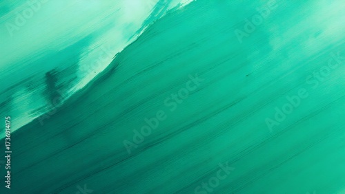 A vibrant, abstract painting featuring soothing shades of teal and turquoise with soft brush strokes, creating a tranquil and calming effect.