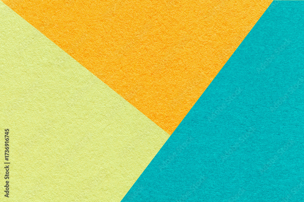 Fototapeta premium Geometric green, yellow and turquoise texture paper background for presentation, banner or card design template