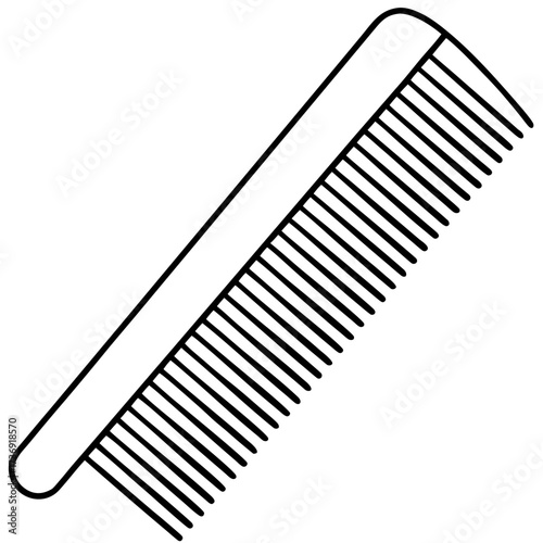 Simple Hair Comb Outline Vector Illustration White Background