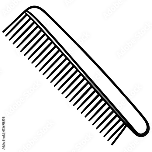 Simple Hair Comb Outline Vector Illustration White Background