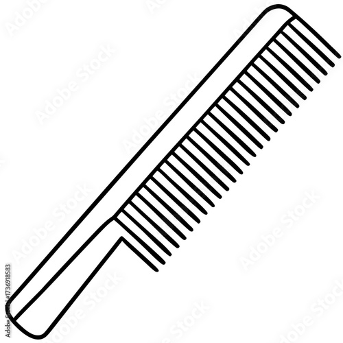 Simple Hair Comb Outline Vector Illustration White Background