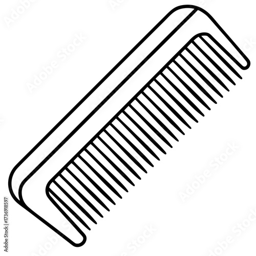 Simple Hair Comb Outline Vector Illustration White Background