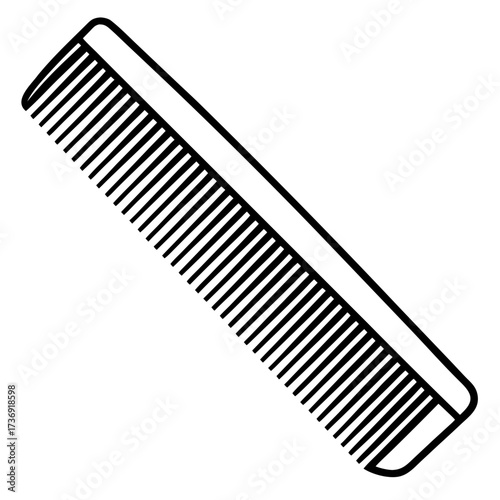 Simple Hair Comb Outline Vector Illustration White Background