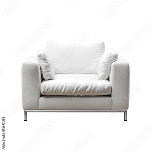 White leather armchair, simple design