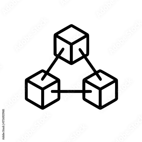 Three interconnected cubes network concept icon

